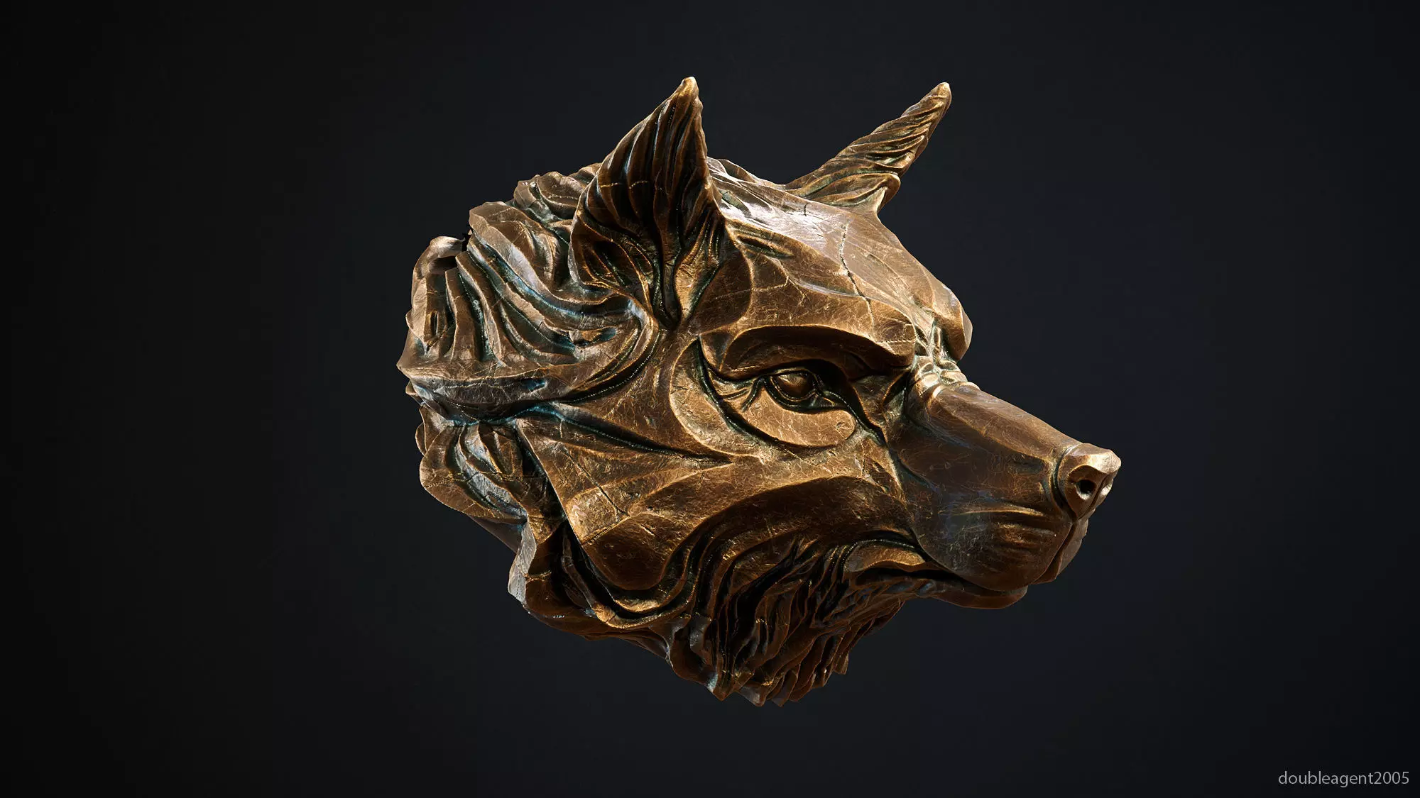 Wolf head pendant keychain 3d print model 3D print model_0