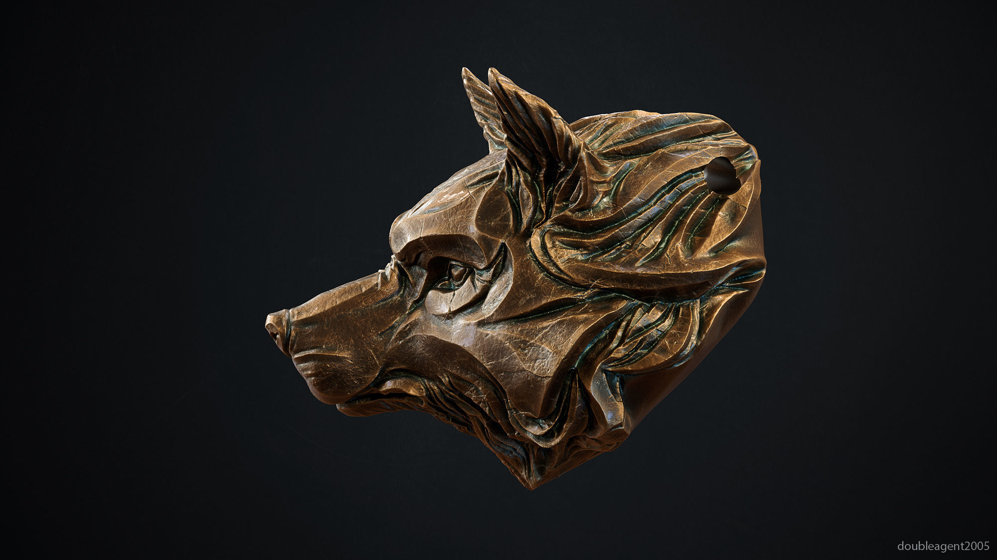 Wolf head pendant keychain 3d print model 3D print model_4