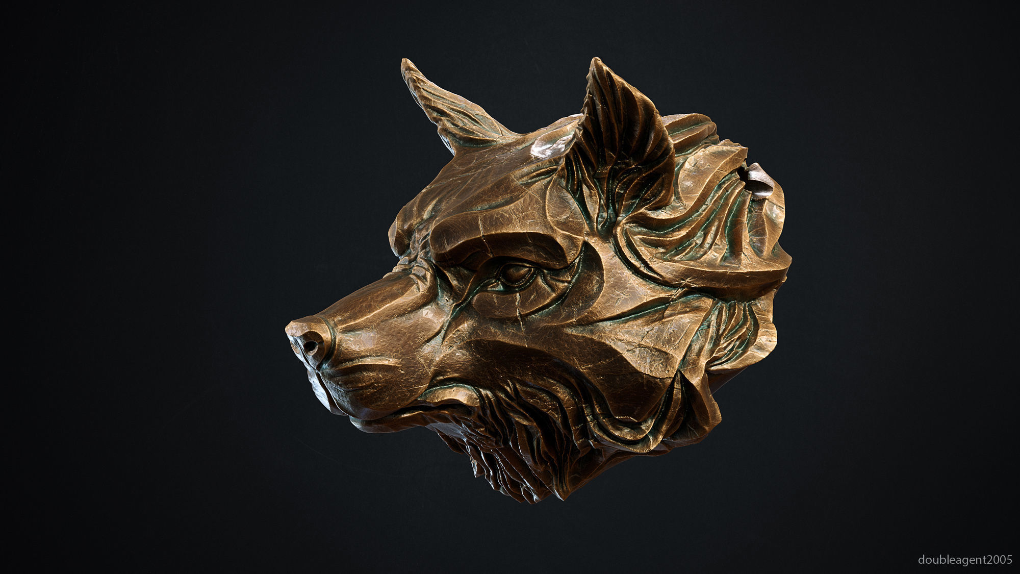 Wolf head pendant keychain 3d print model 3D print model_5