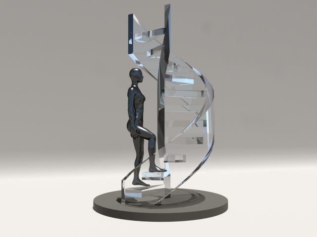 Sculpture person on spiral staircase Free 3D model_1