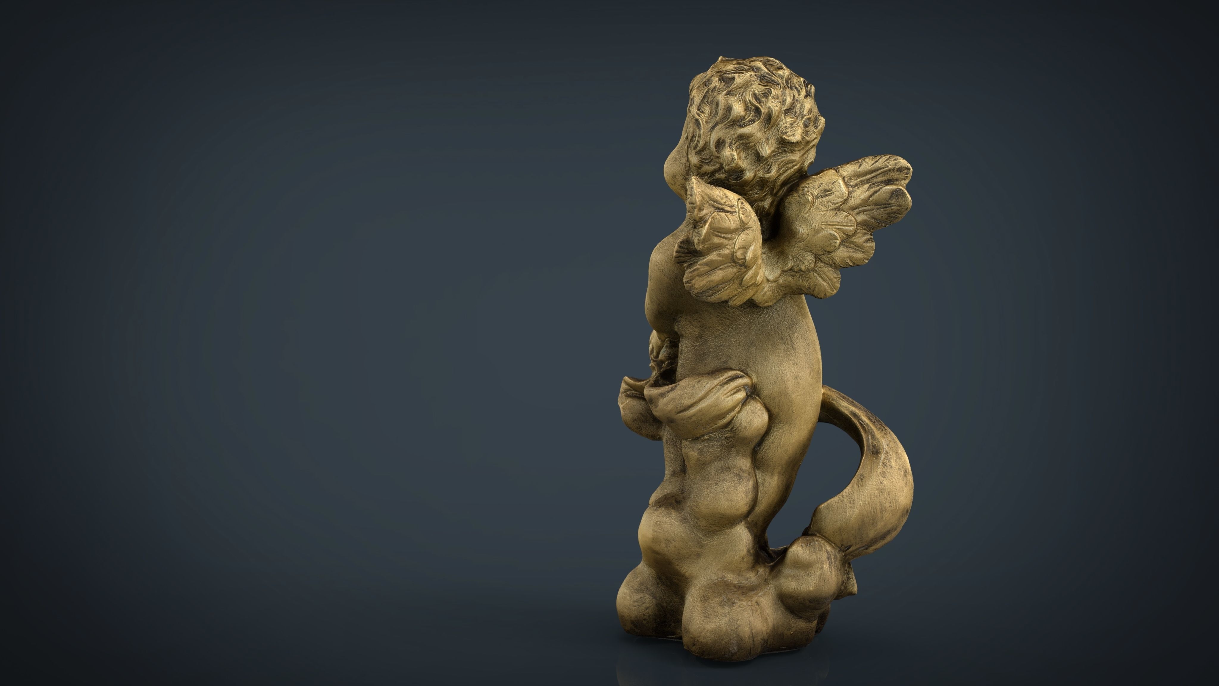 Golden Angel Low-poly 3D model_8