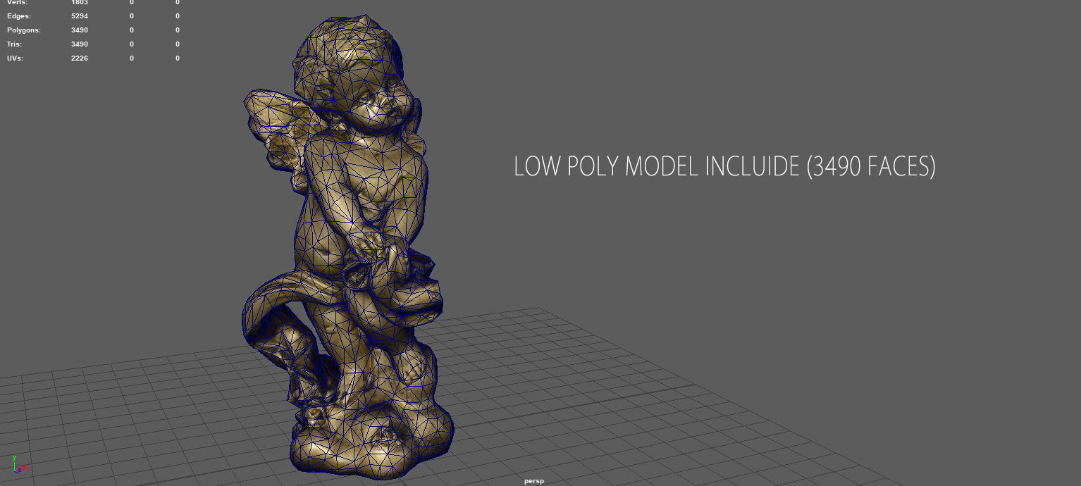 Golden Angel Low-poly 3D model_12