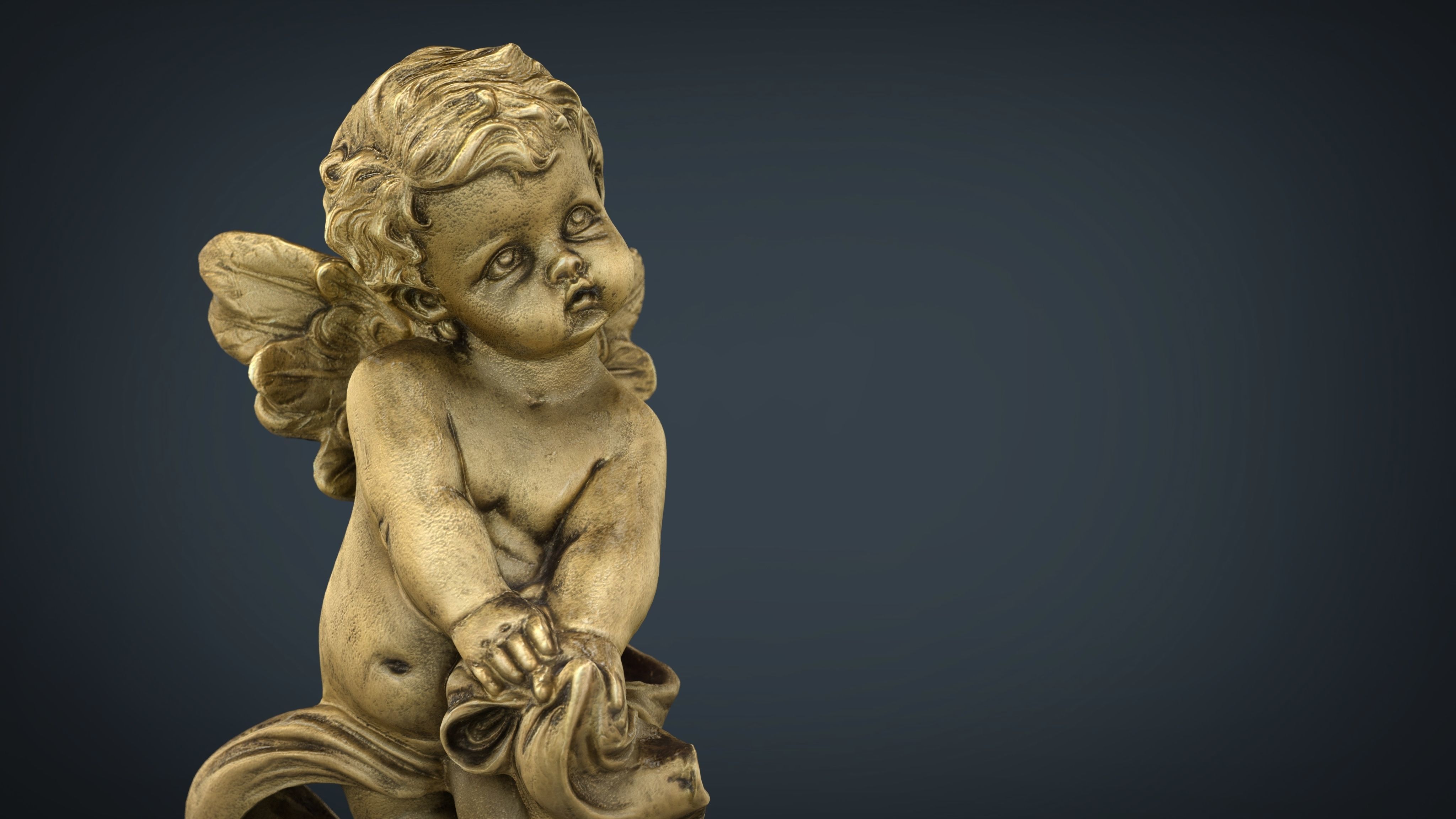 Golden Angel Low-poly 3D model_7