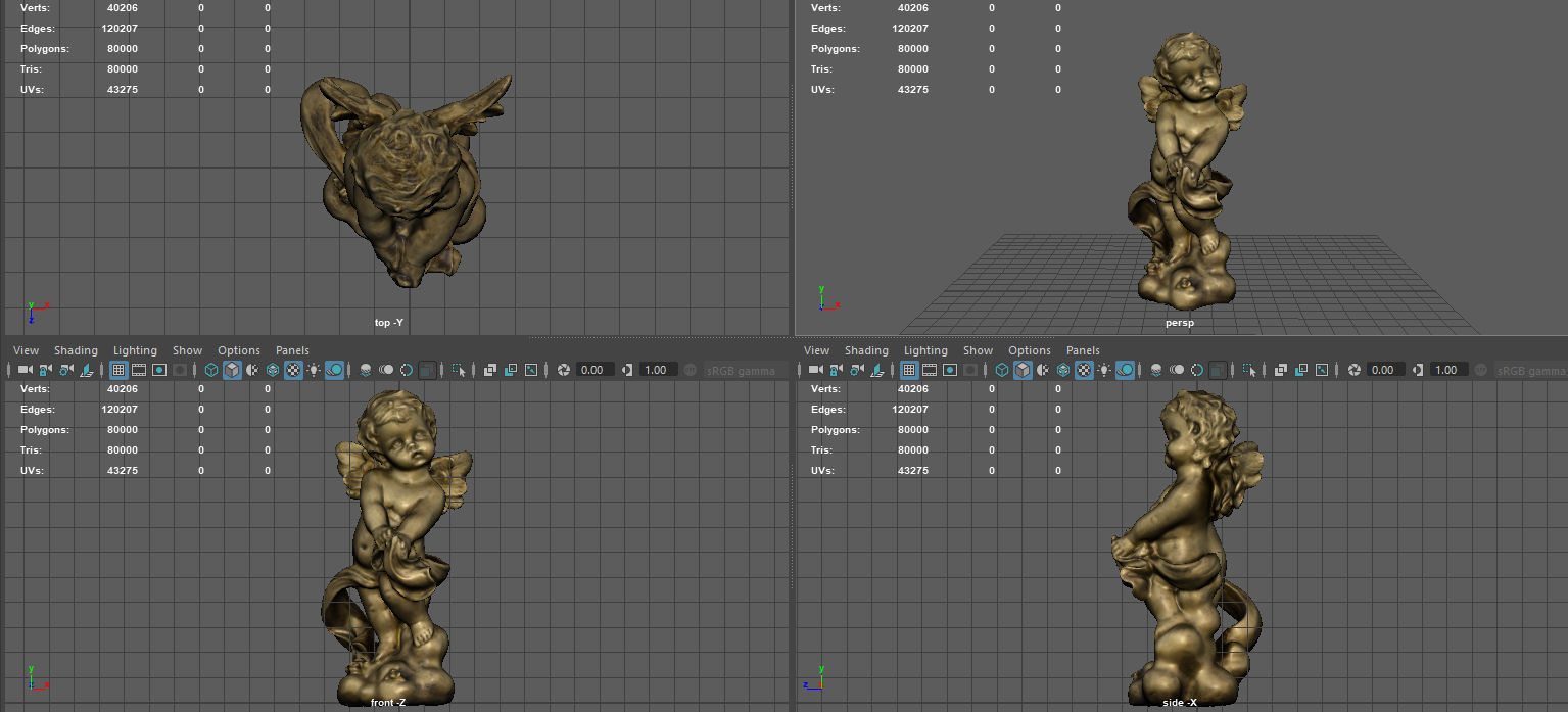 Golden Angel Low-poly 3D model_6