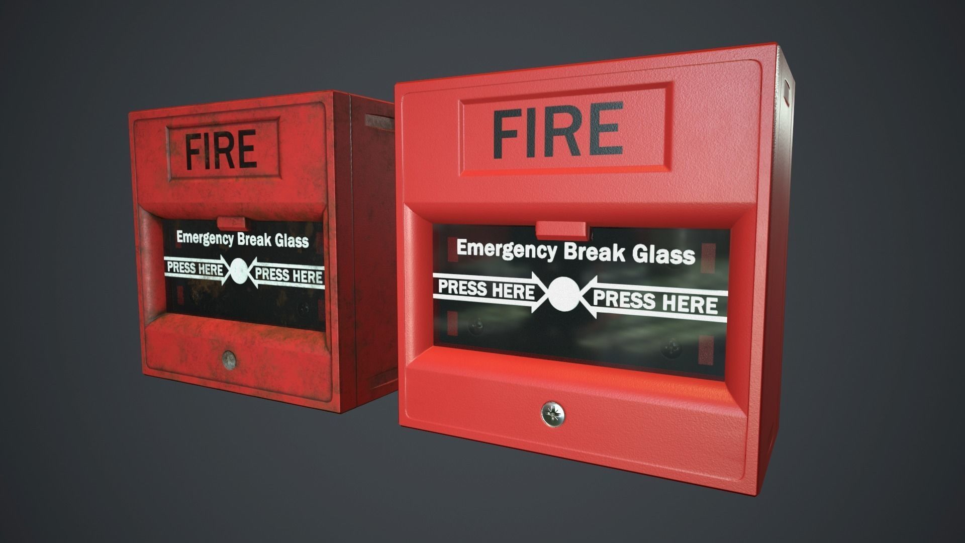 Fire Alarm Button PBR Game Ready Low-poly 3D model_4