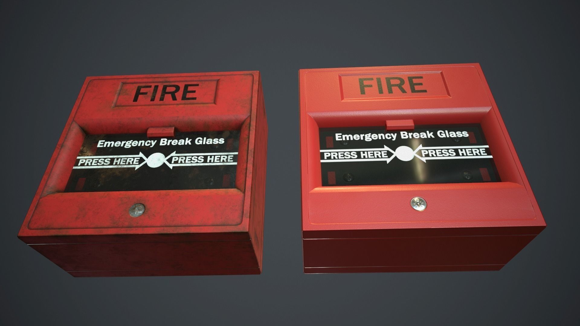 Fire Alarm Button PBR Game Ready Low-poly 3D model_5