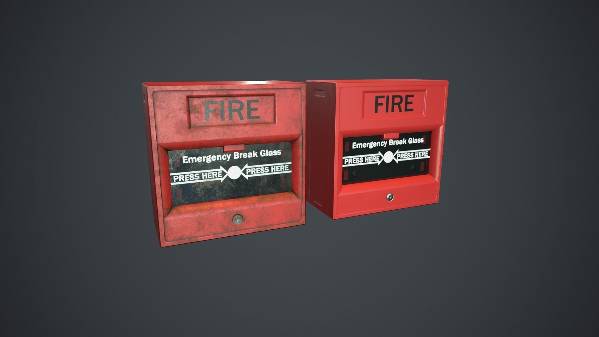 Fire Alarm Button PBR Game Ready Low-poly 3D model_1