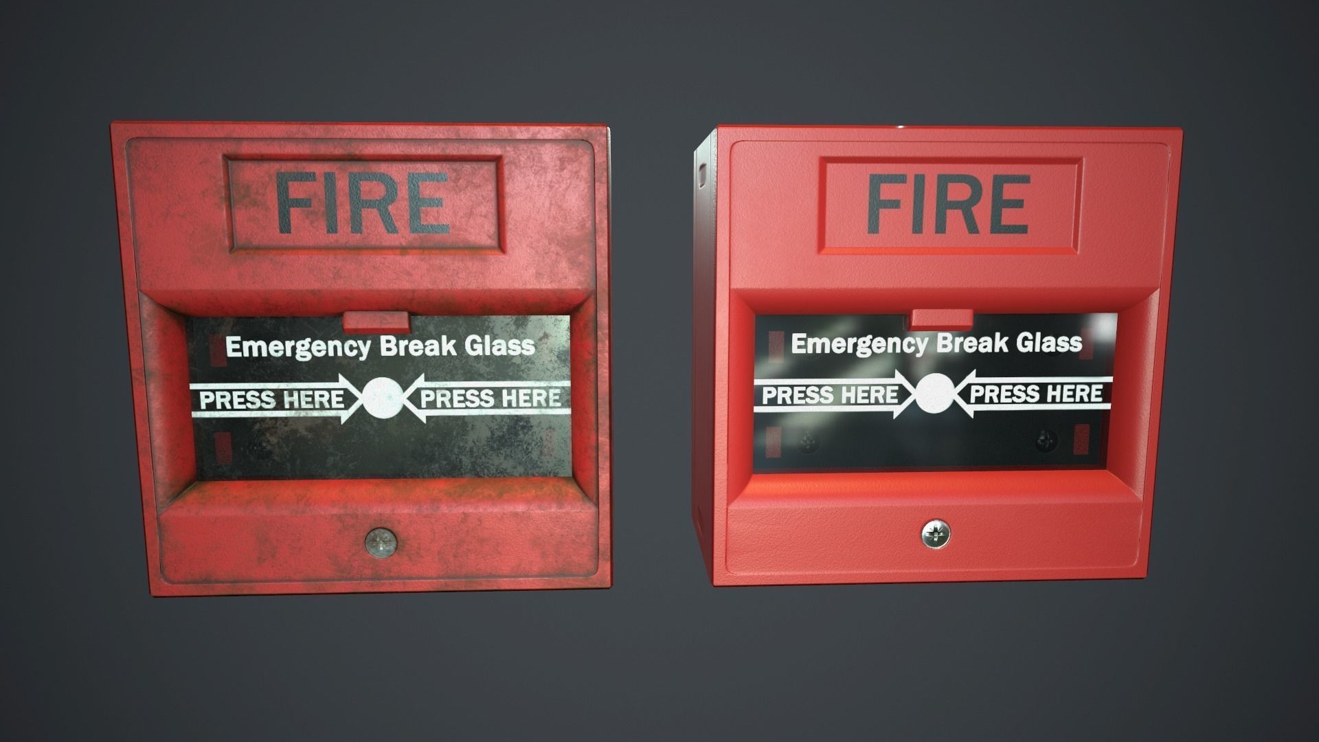 Fire Alarm Button PBR Game Ready Low-poly 3D model_2