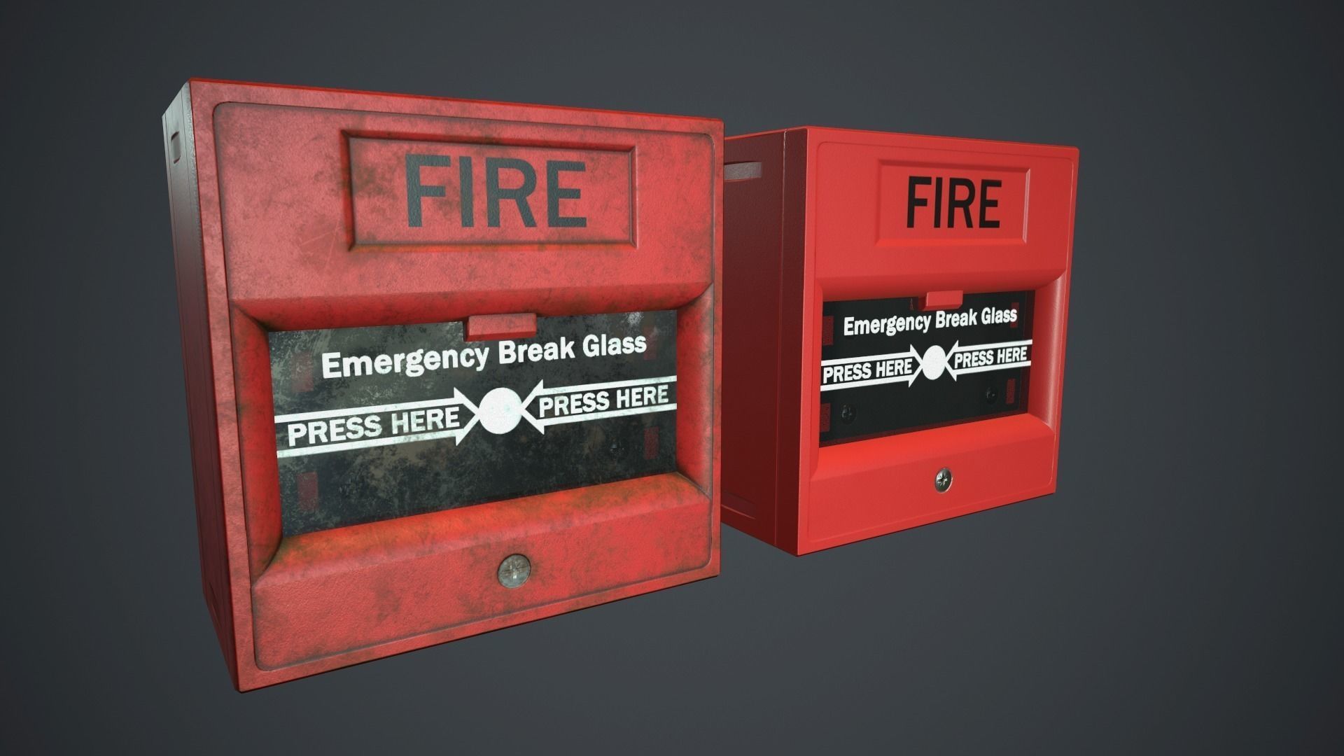 Fire Alarm Button PBR Game Ready Low-poly 3D model_3