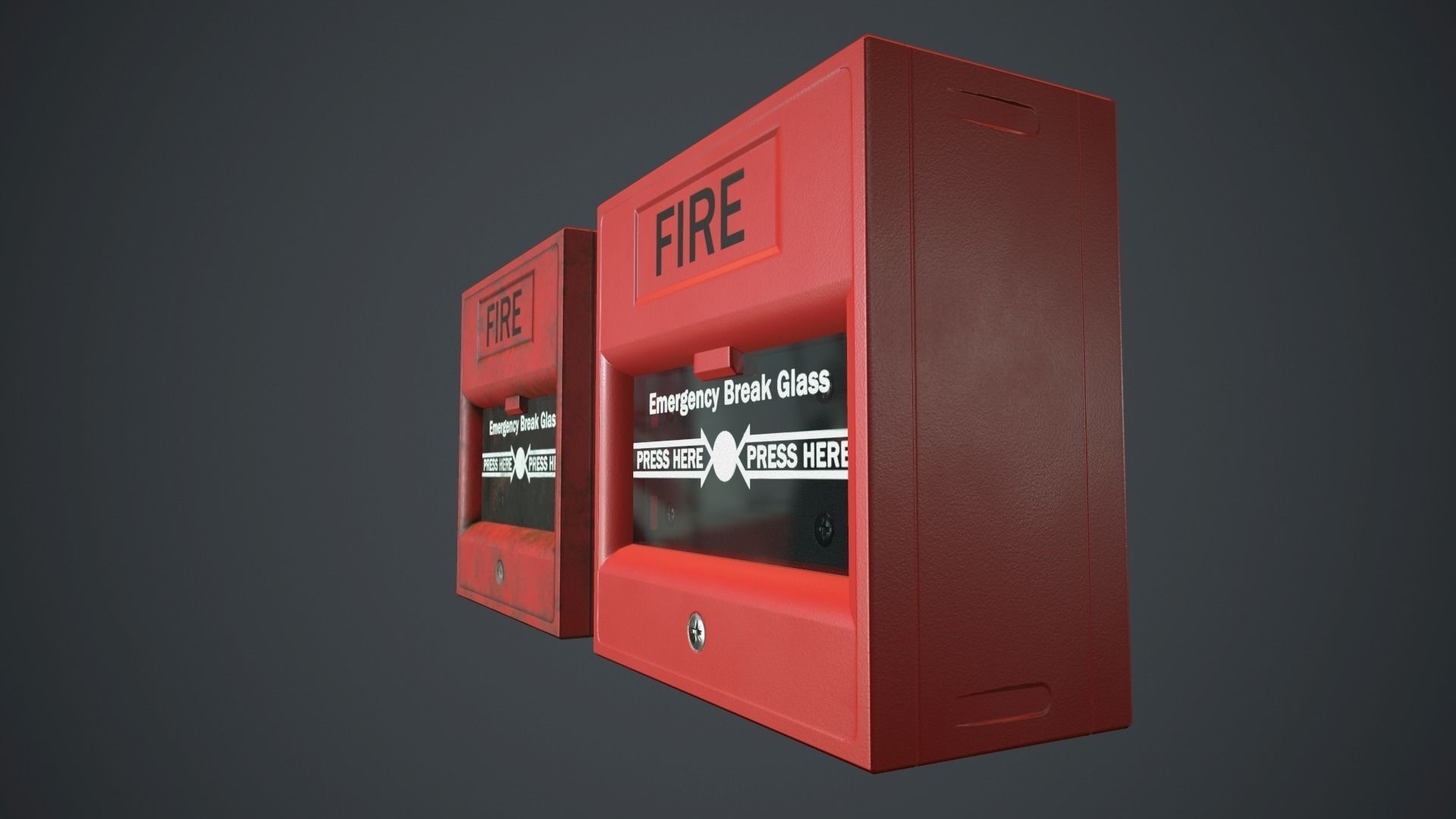 Fire Alarm Button PBR Game Ready Low-poly 3D model_6