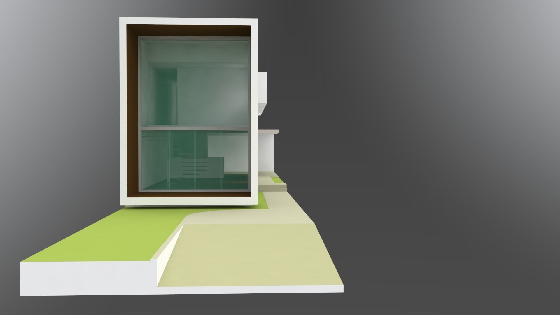 Modern residential architecture contemporary minimal house Low-poly 3D model_1