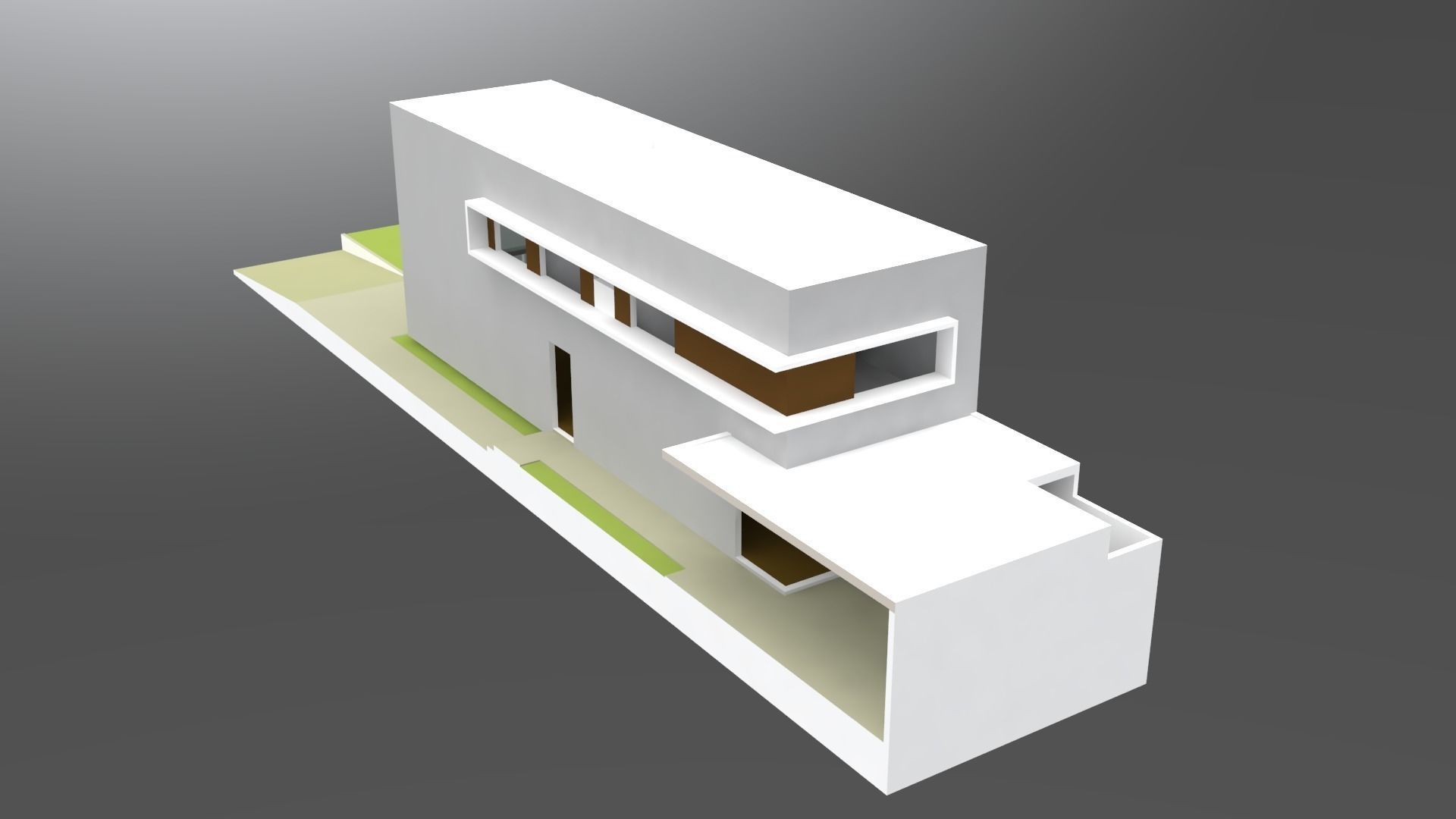 Modern residential architecture contemporary minimal house Low-poly 3D model_2