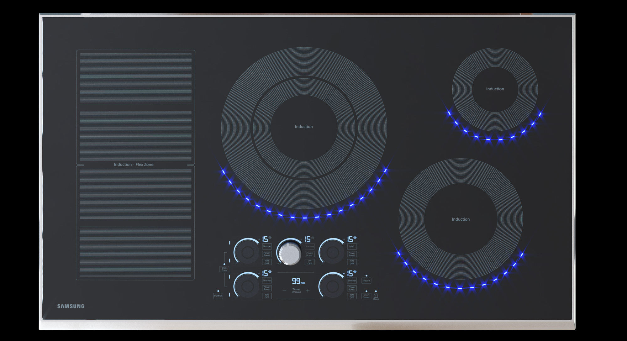 Samsung Induction Cooktop  with Virtual Flame Technology 3D model_4
