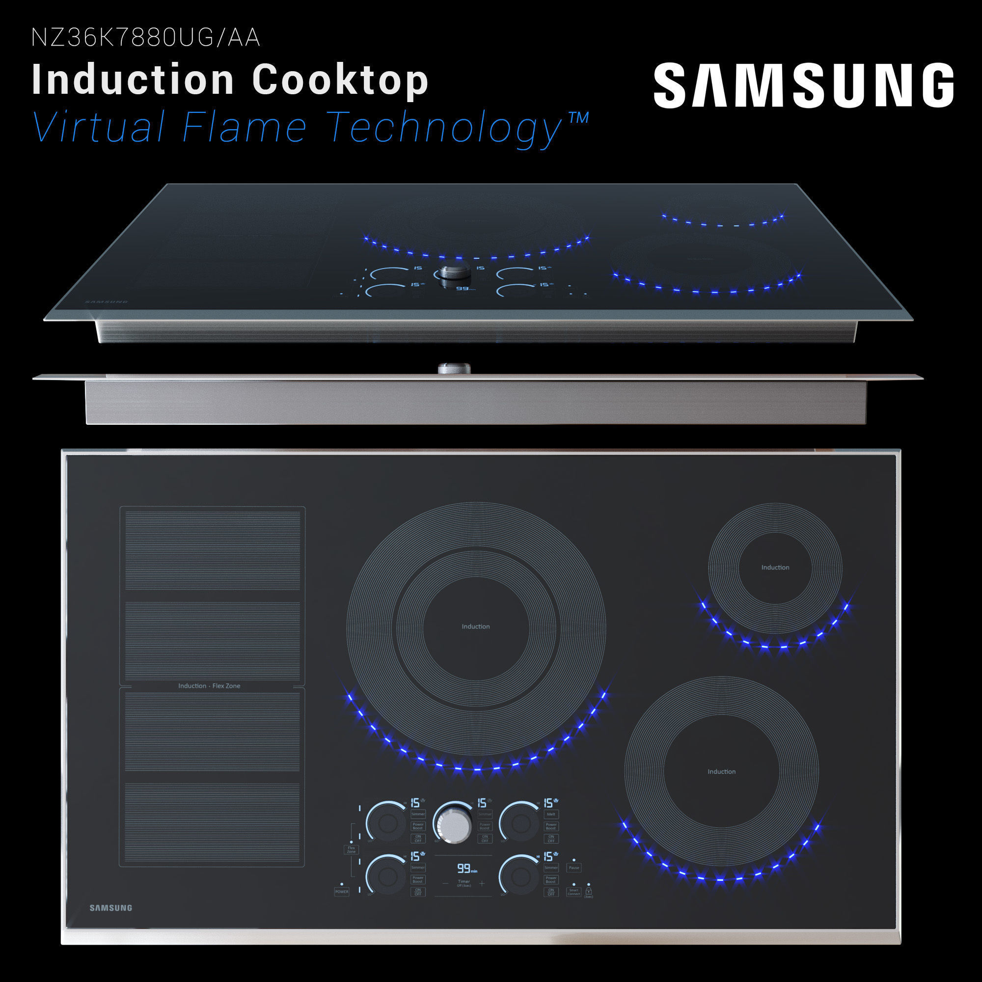 Samsung Induction Cooktop  with Virtual Flame Technology 3D model_2
