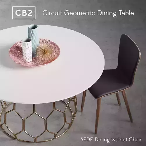 CB2 Circuit Geometric Dining Table set 3D model