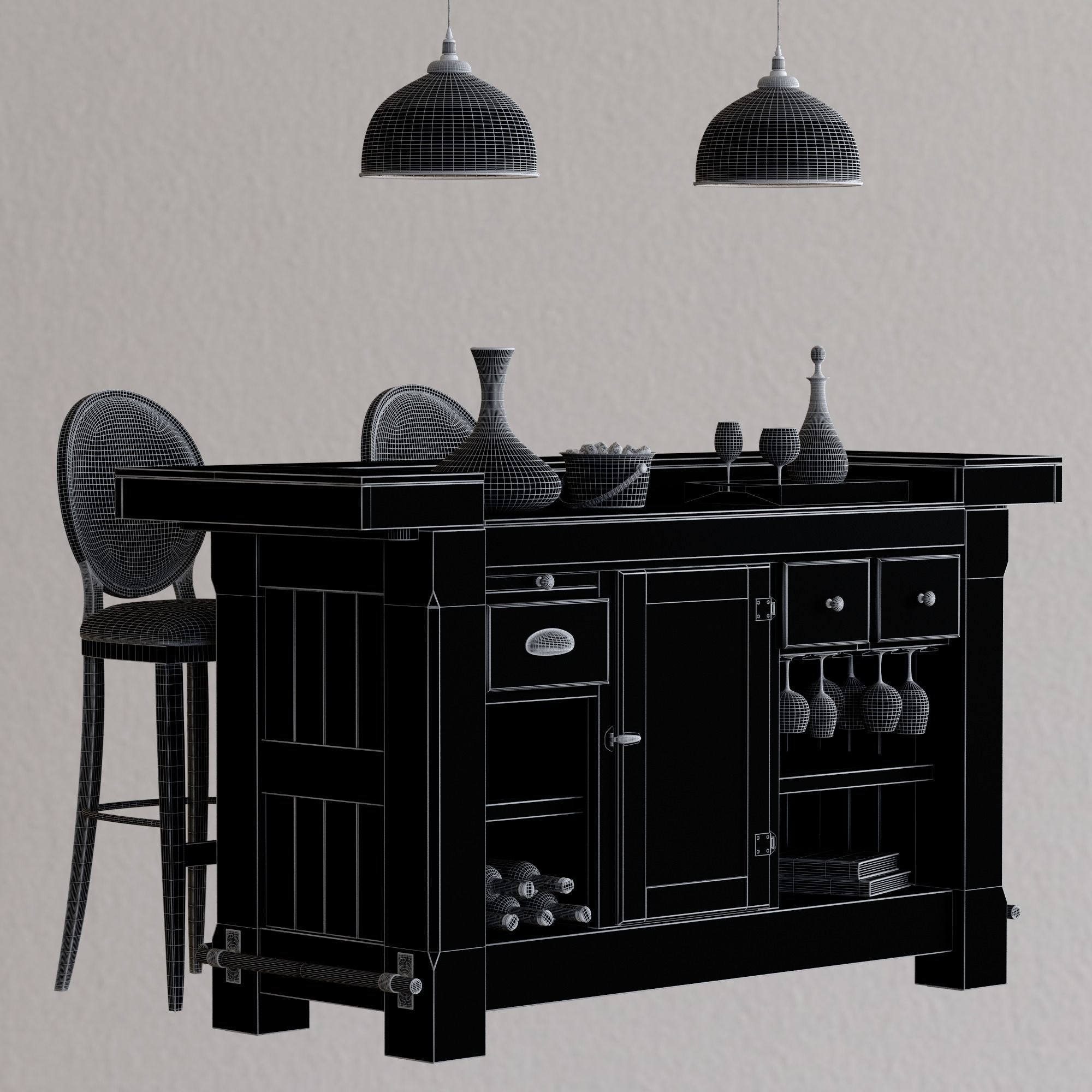 Pottery Barn RUSTIC ULTIMATE BAR 3D model_4
