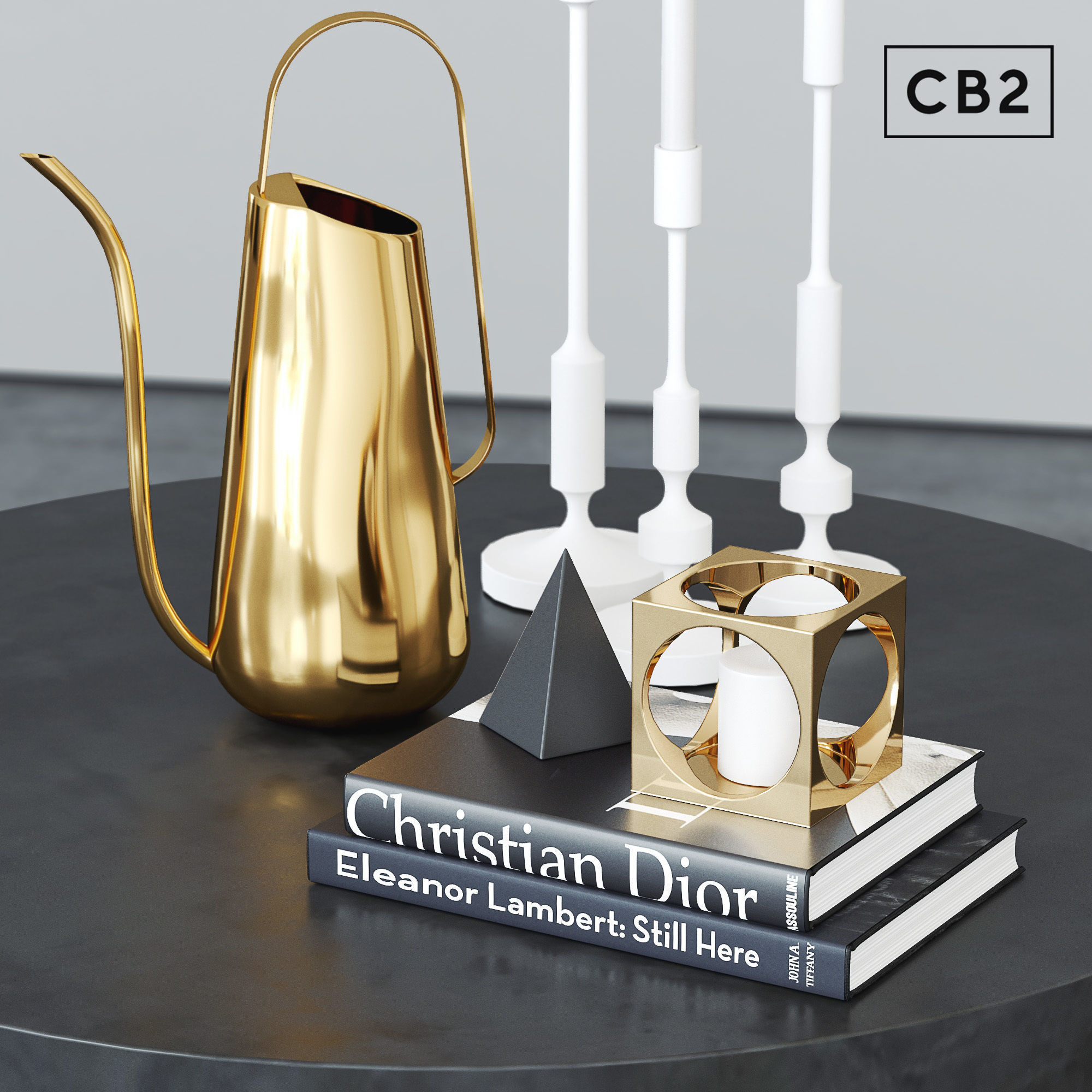 CB2 Darbuka brass coffee table 3D model_1