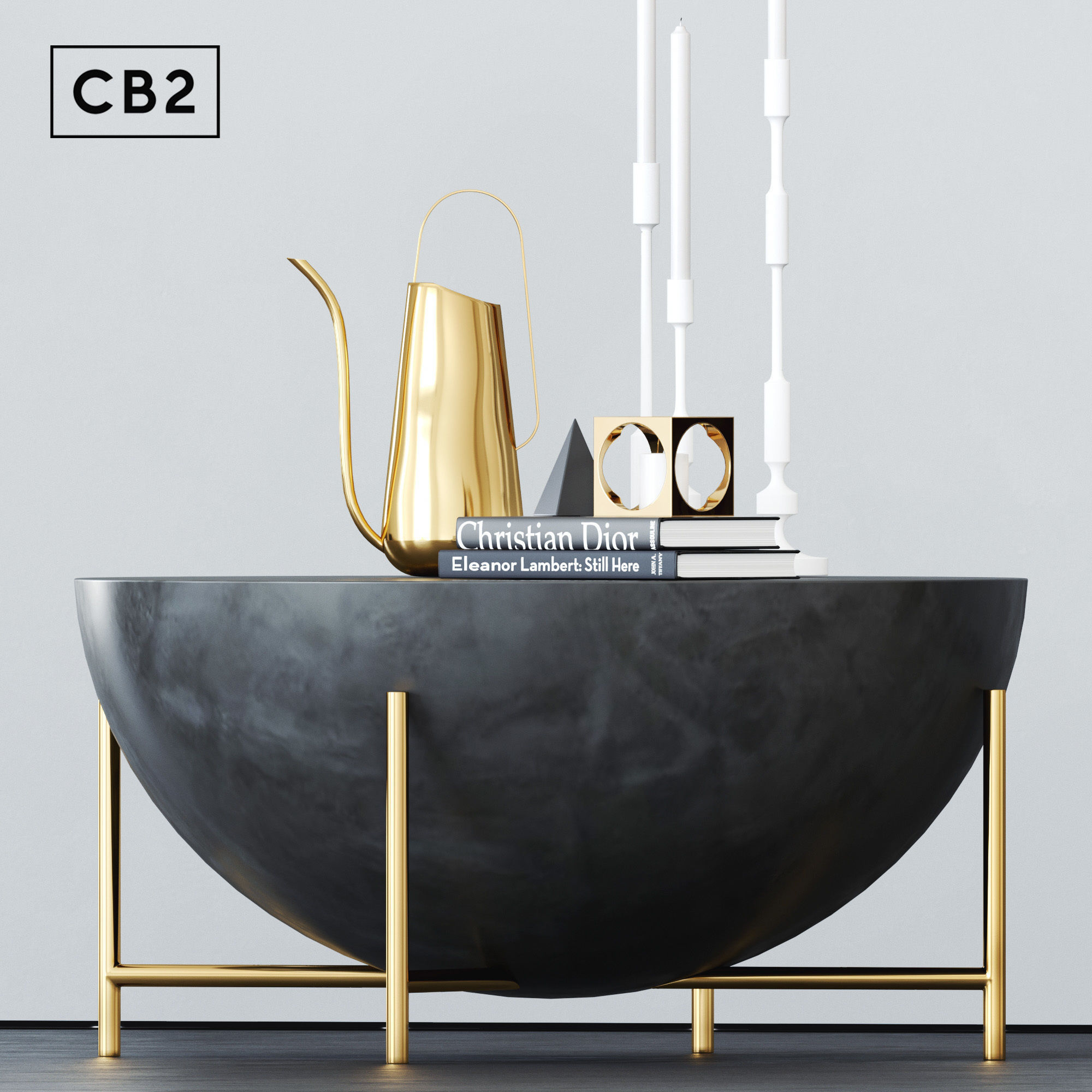 CB2 Darbuka brass coffee table 3D model_2