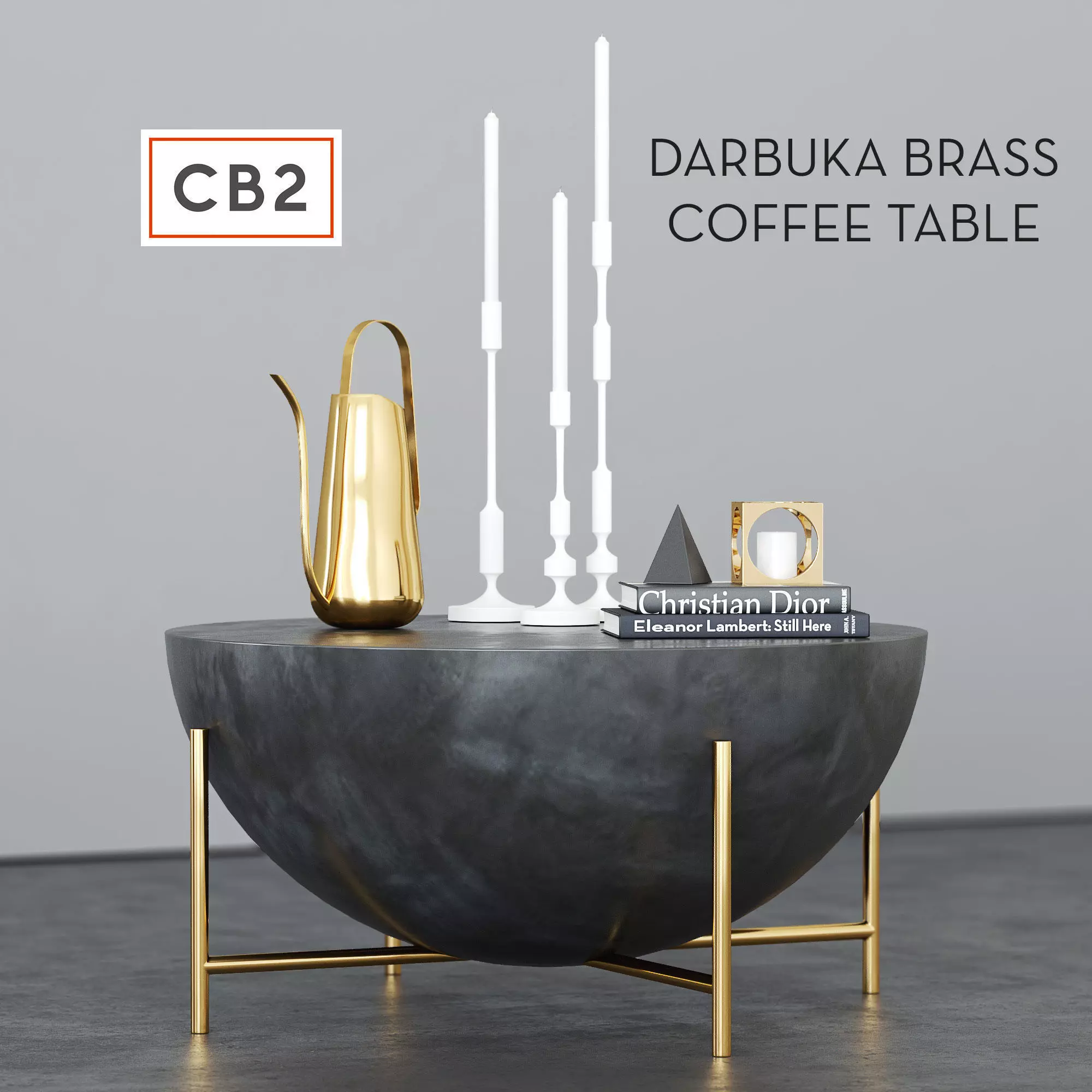 CB2 Darbuka brass coffee table 3D model_0
