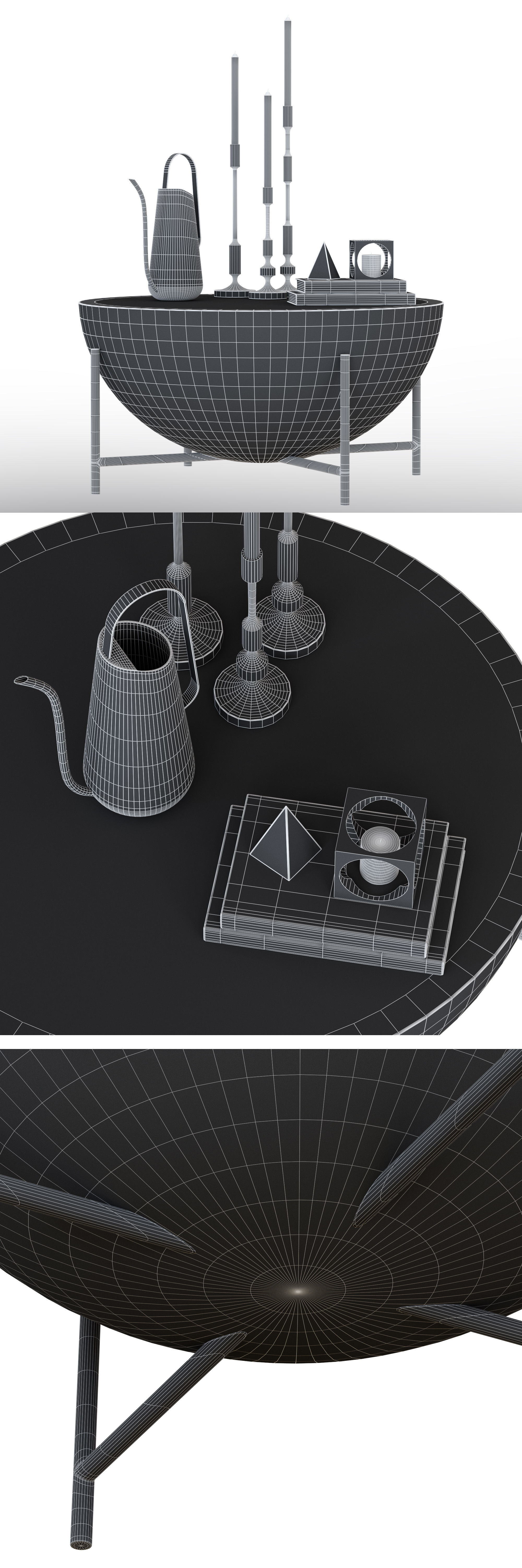 CB2 Darbuka brass coffee table 3D model_3