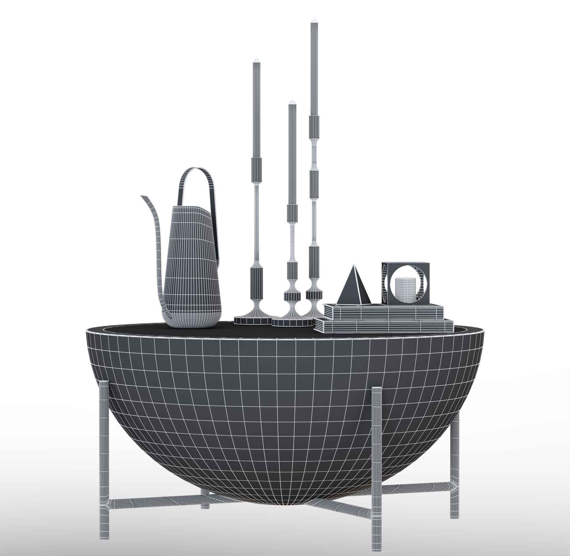 CB2 Darbuka brass coffee table 3D model_4