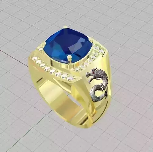 dragons gold ring with sapphire