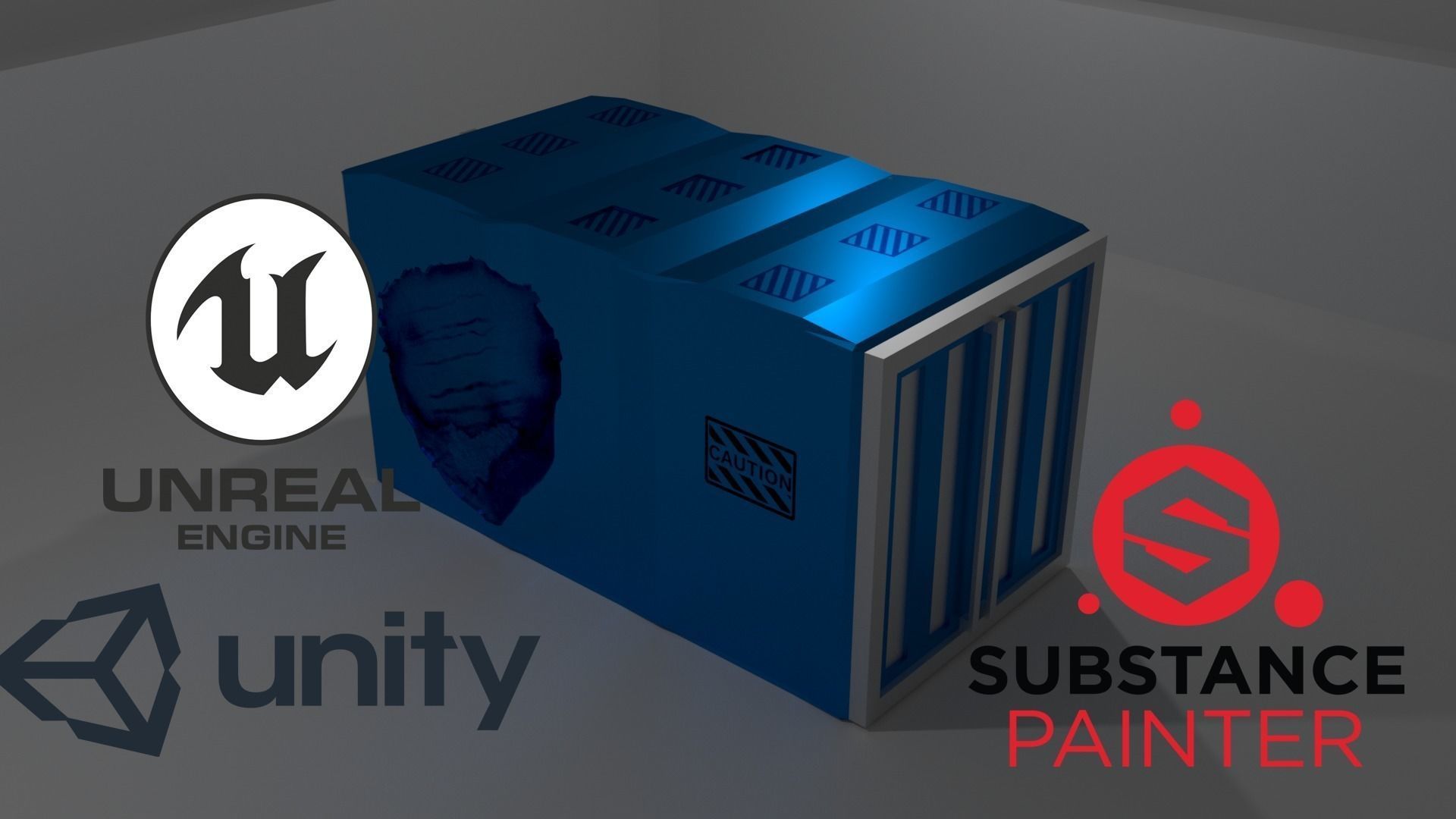 Container Blue Low-poly 3D model