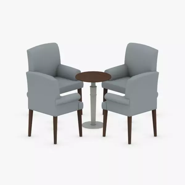 0757 - Table and Chairs Set Low-poly 3D model_0