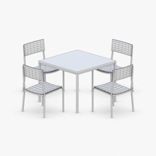 0776 - Table and Chairs Set Low-poly 3D model_3