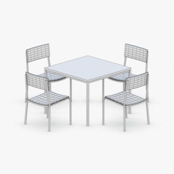 0776 - Table and Chairs Set Low-poly 3D model_2