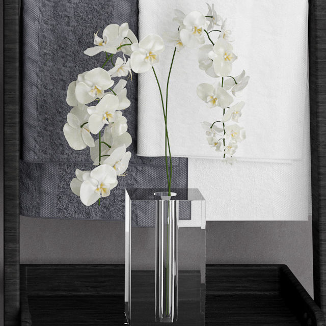 Bathroom set 5 shelf with towels and toiletries 3D model_1