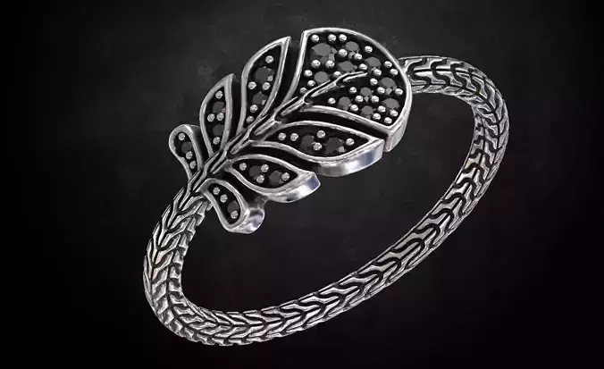 Ring in the form of a leaf with stones 261