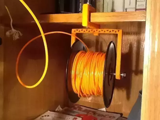 Support to hang filament spool to the shelf of a shelving Free 3D print model