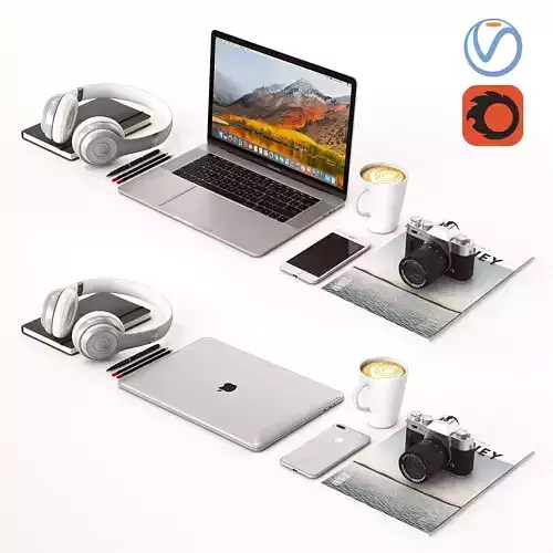 Workplace Silver MacBook  3D model