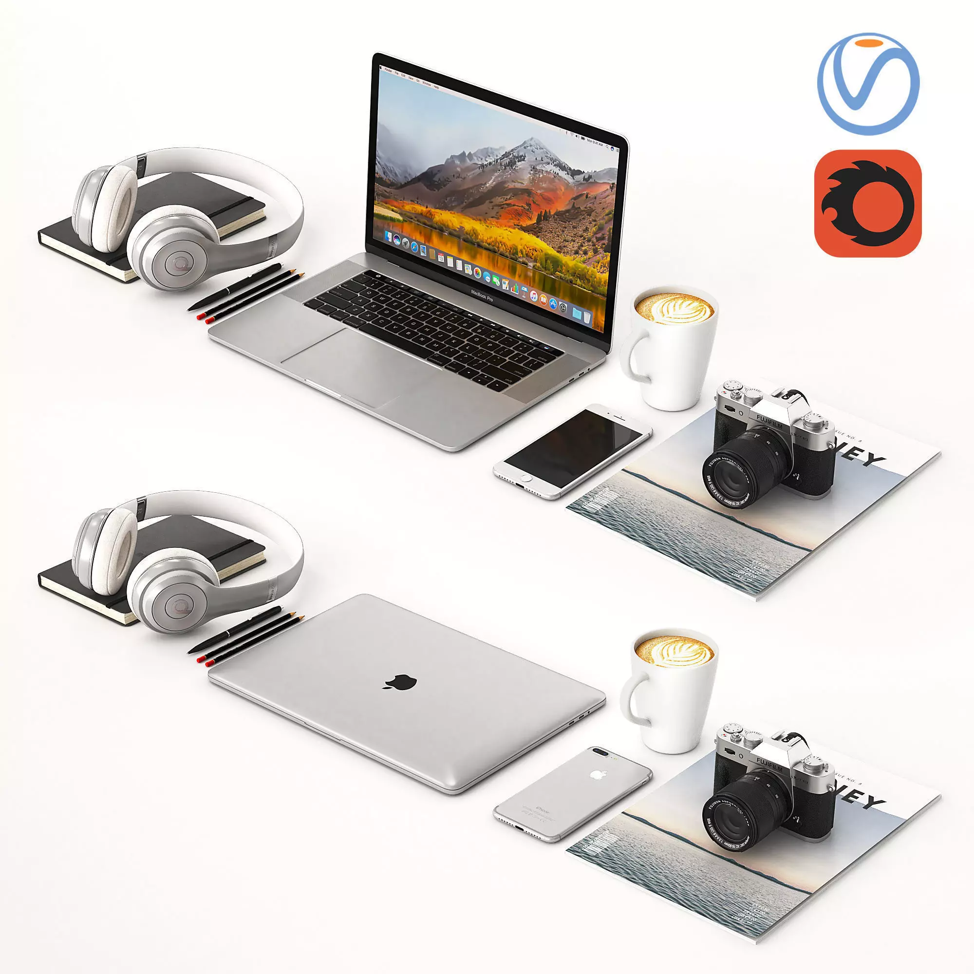 Workplace Silver MacBook 3D model