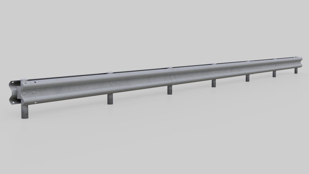 Road Safety Barrier 2A Low-poly 3D model_1