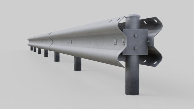 Road Safety Barrier 2A Low-poly 3D model