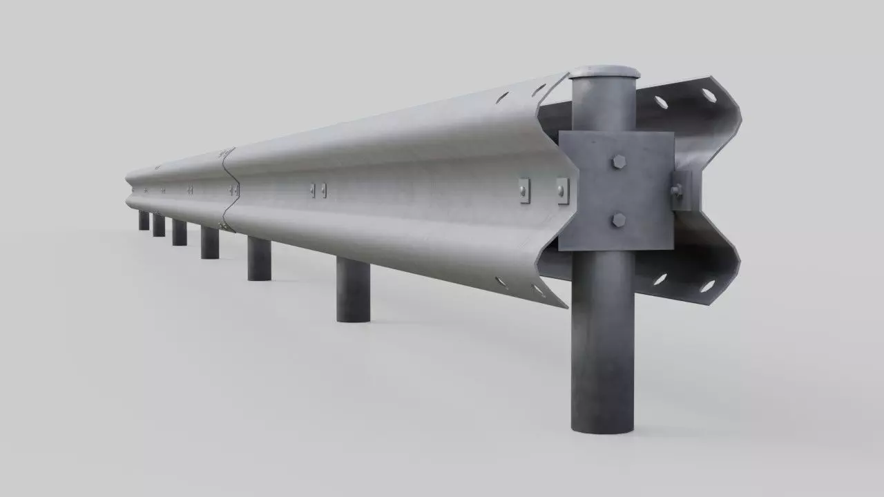 Road Safety Barrier 2A Low-poly 3D model_0