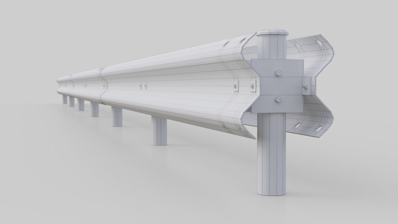 Road Safety Barrier 2A Low-poly 3D model_6