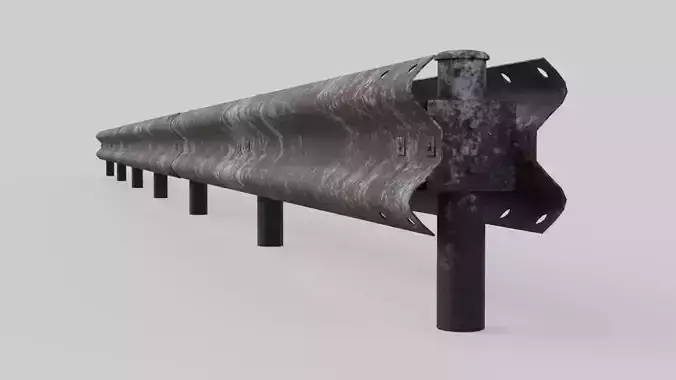 Road Safety Barrier 2B Low-poly 3D model