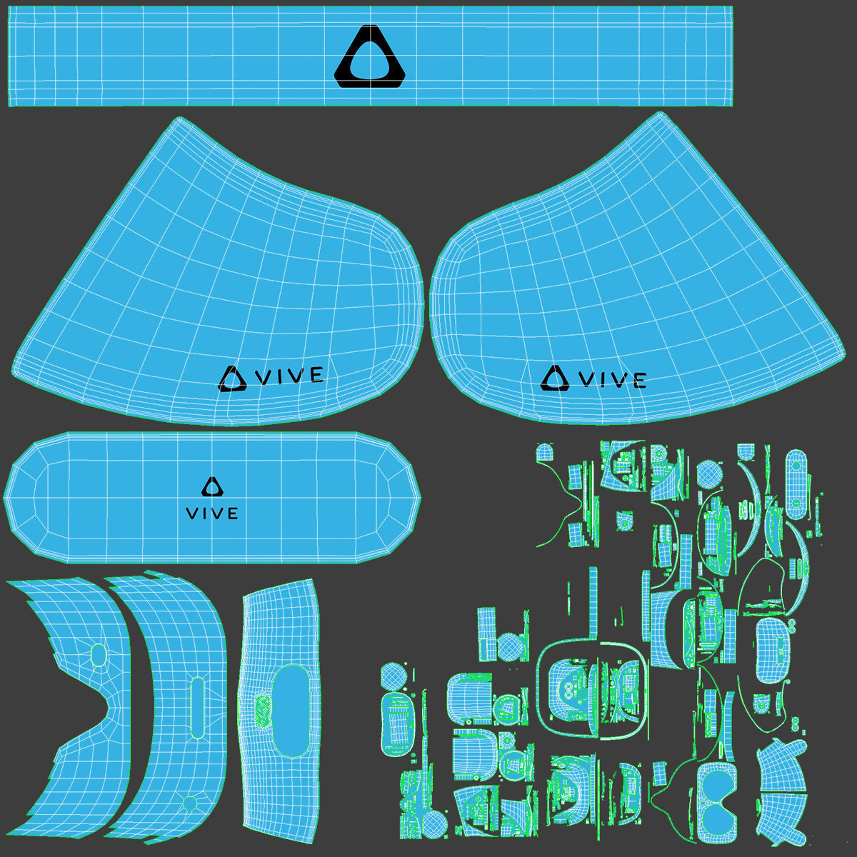 HTC Vive Focus Blue Headset 3D model_4