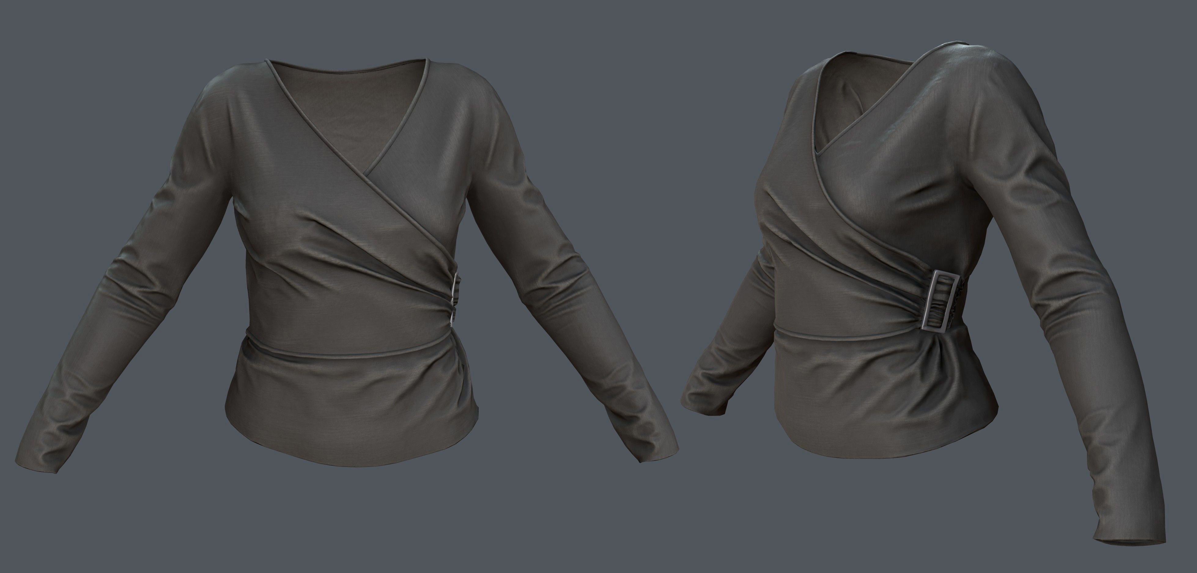 Female - Shirt - 1 Low-poly 3D model_2