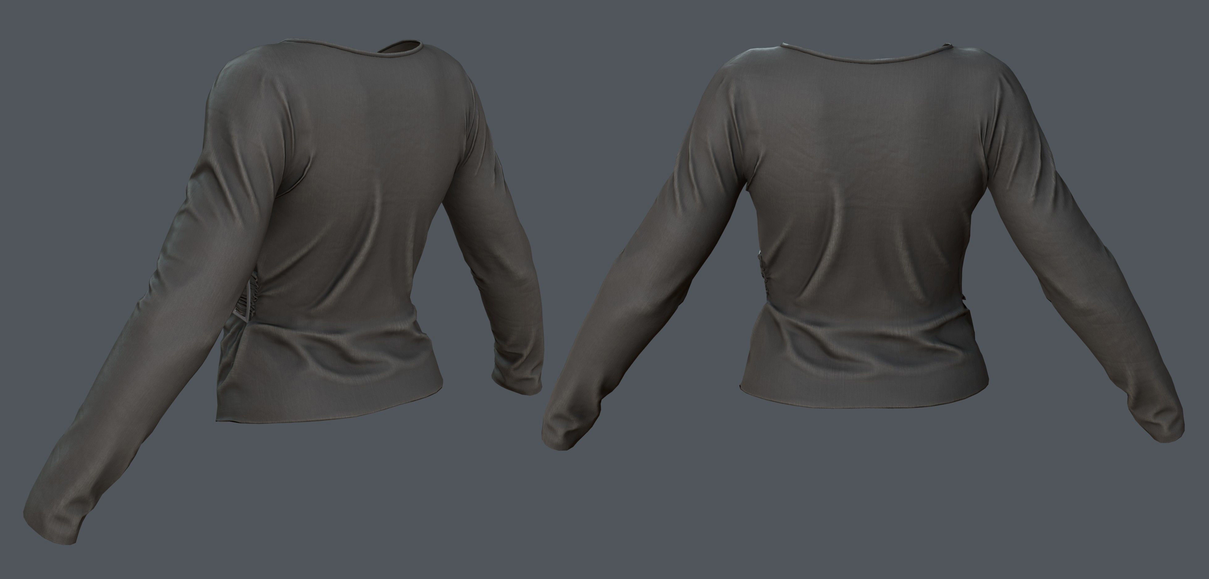 Female - Shirt - 1 Low-poly 3D model_5