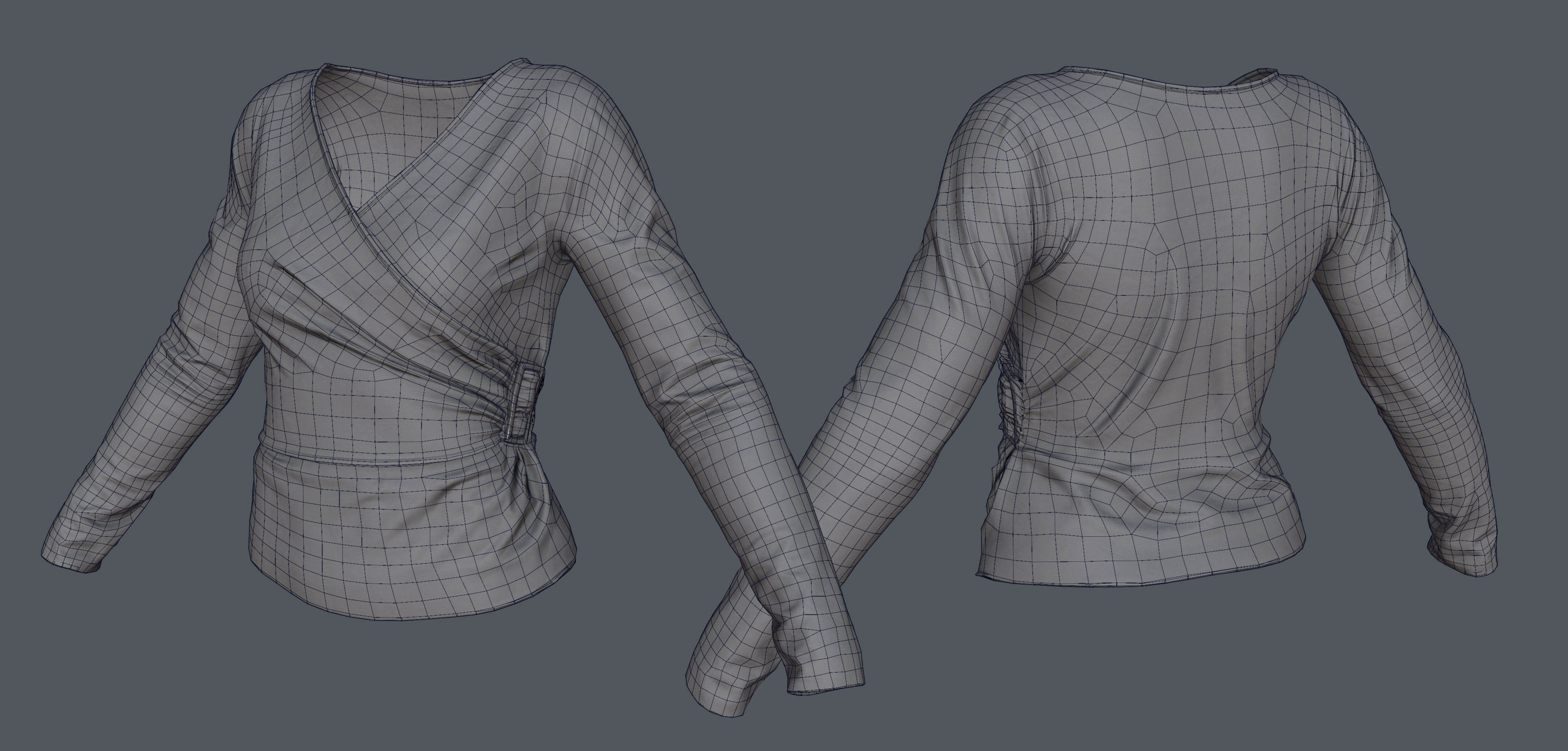 Female - Shirt - 1 Low-poly 3D model_6