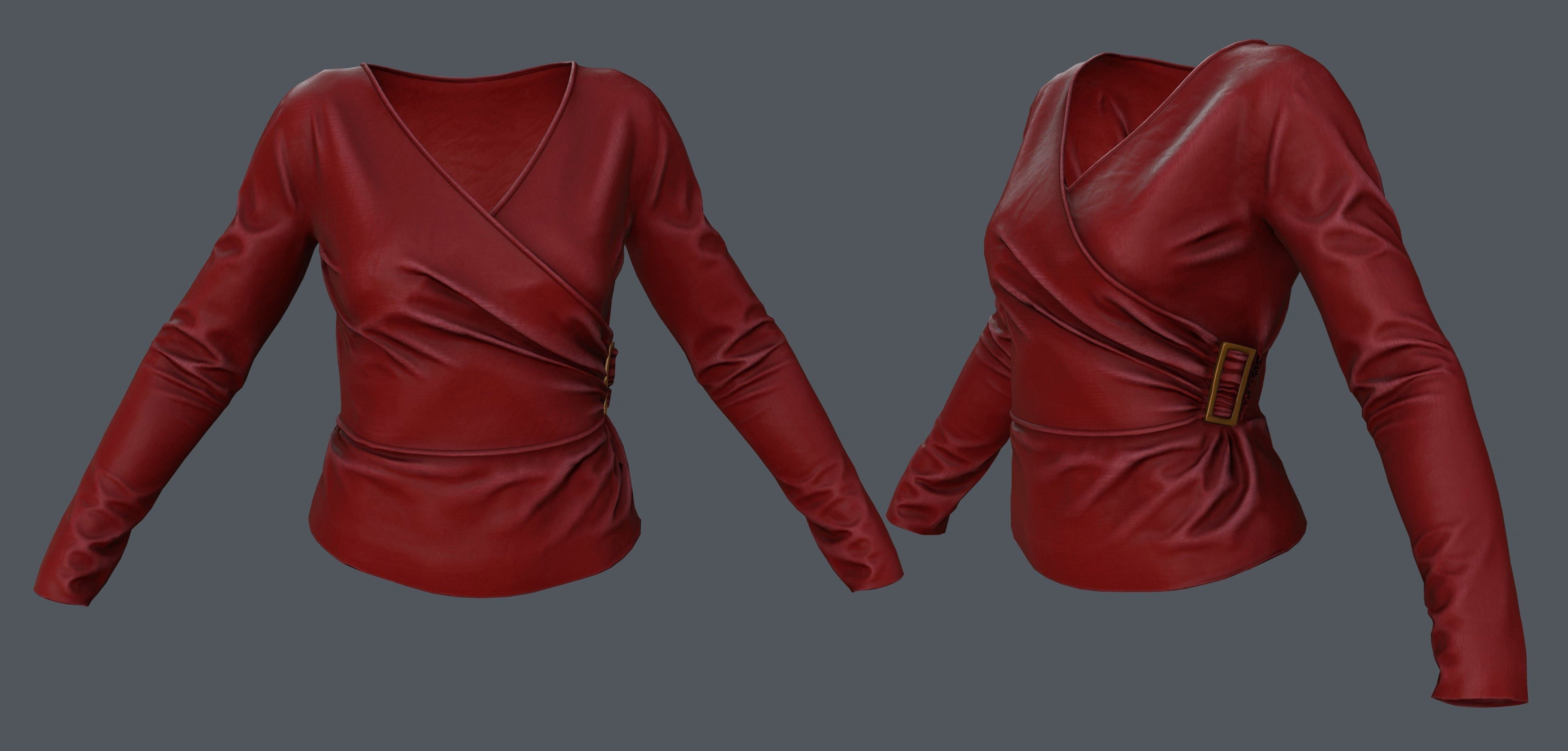 Female - Shirt - 1 Low-poly 3D model_1
