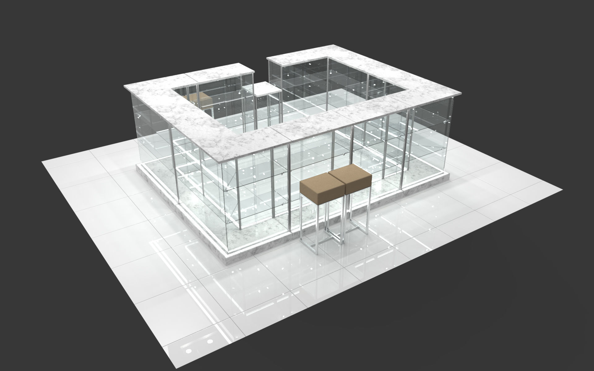Concession stand kiosk shop 3D model_2