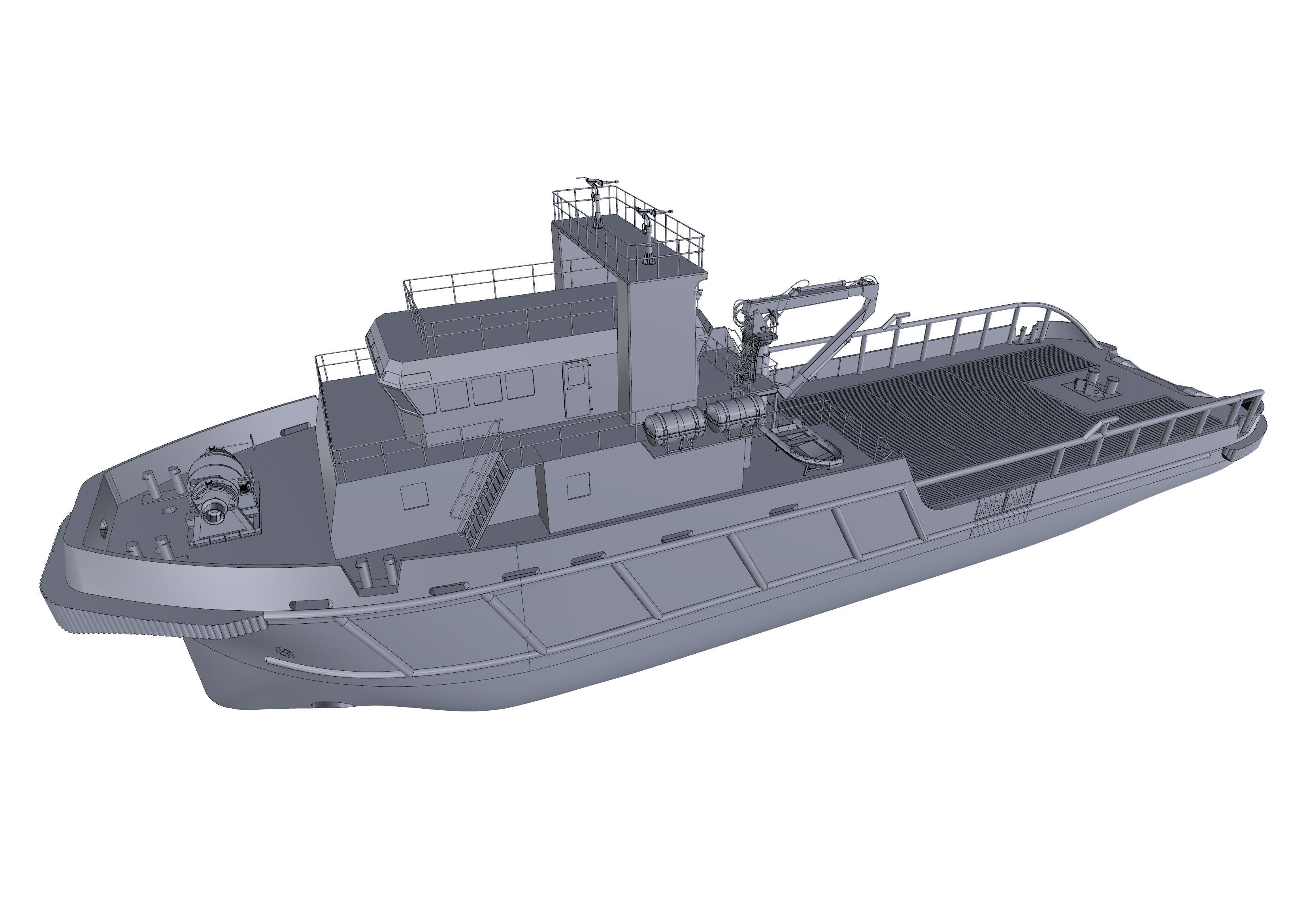 47m Anchor Handling Tug ship 3D model_5