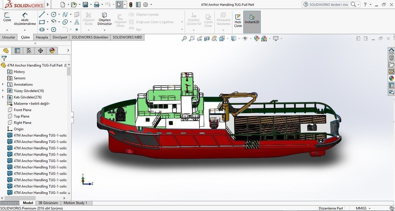 47m Anchor Handling Tug ship 3D model_7