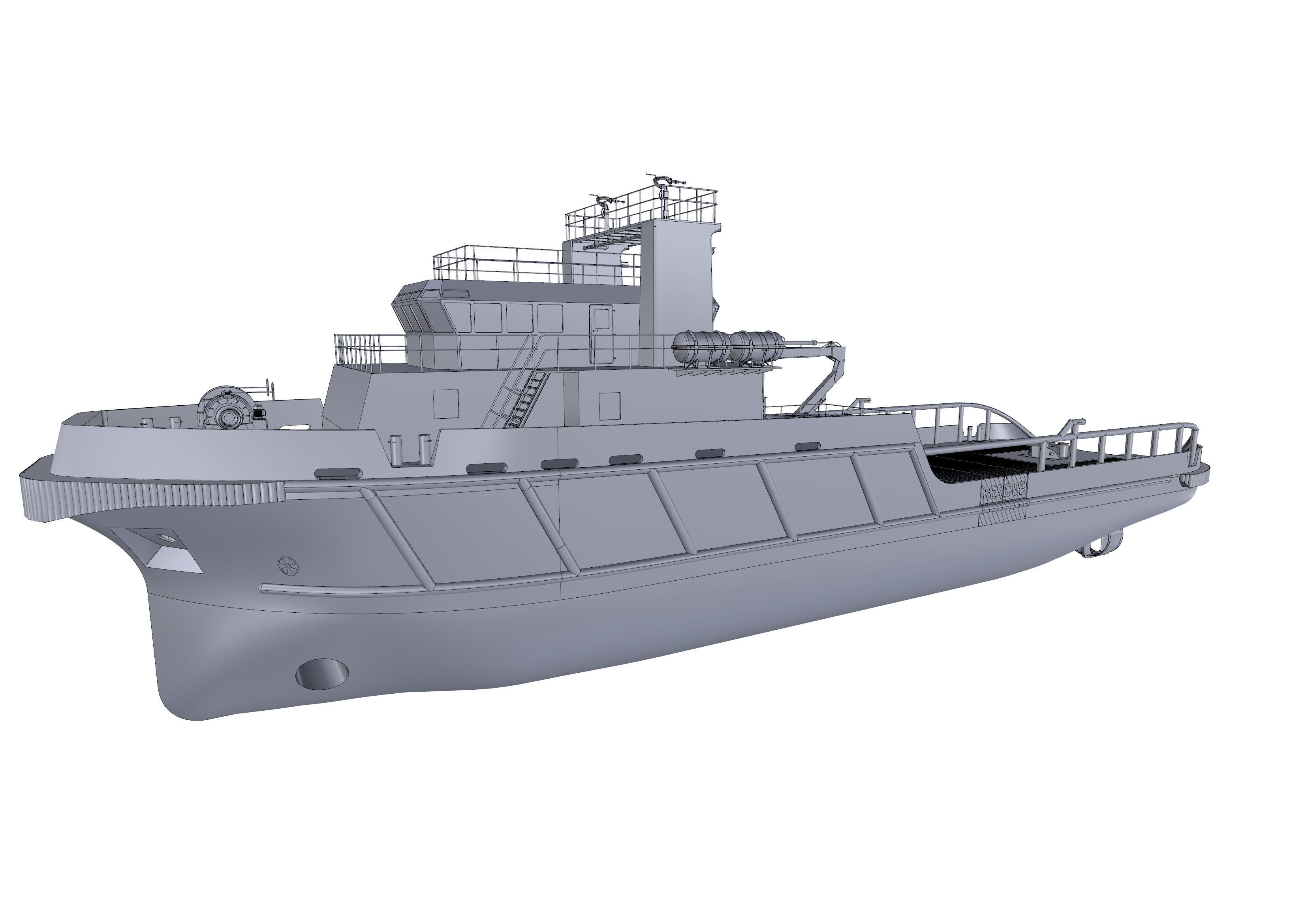 47m Anchor Handling Tug ship 3D model_3