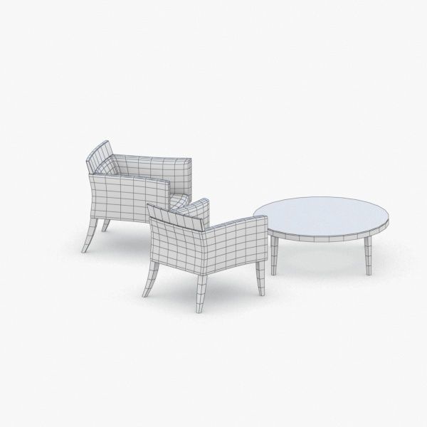 0782 - Table and Chairs Set Low-poly 3D model_3